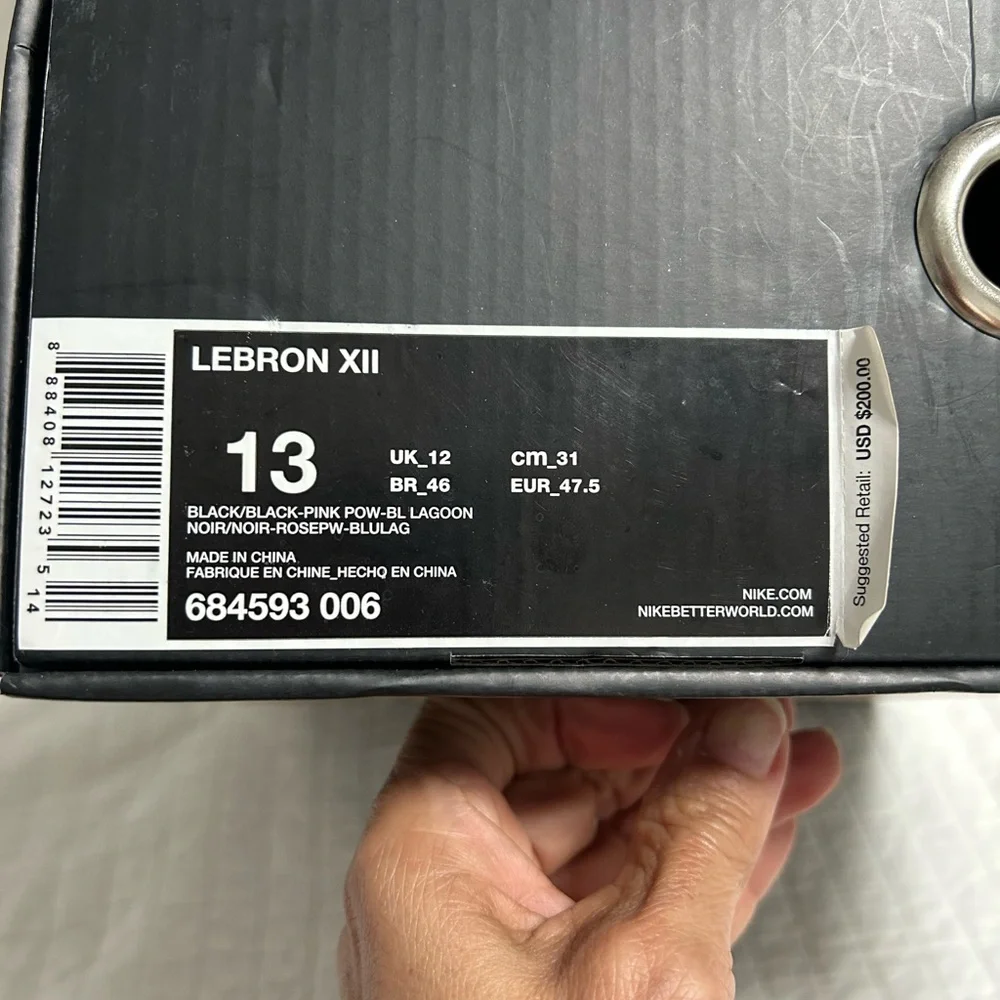 Nike - LEBRON XII - Black/Black-Pink Pow-BL Lagoon. - Picture 11 of 12
